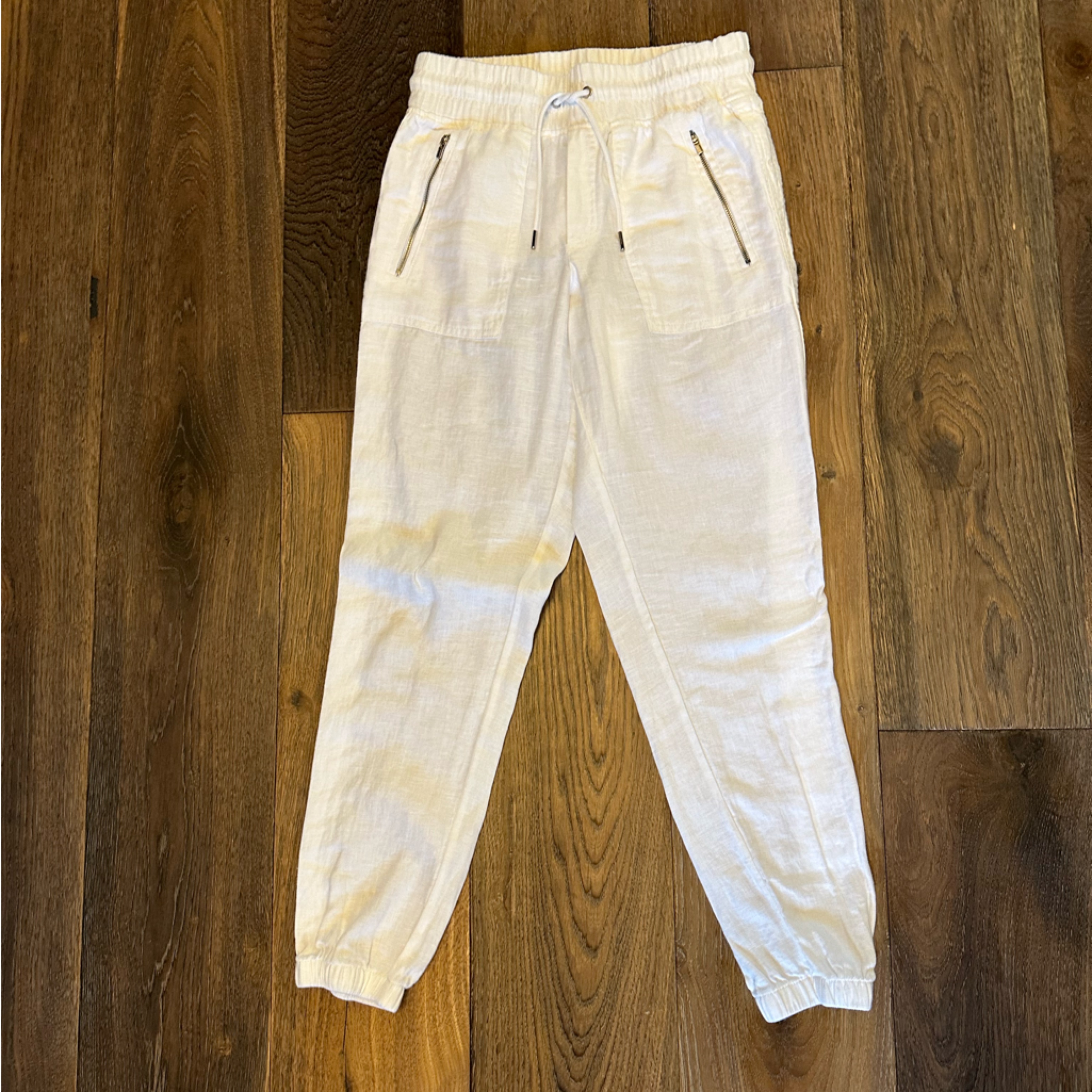 Euc Athleta Cabo Linen Jogger Pant 100% Linen Calla Lily (White) Size 0